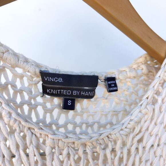 Vince Set Bundle Hand-Knit Crochet Cotton Tank Tops Black Cream Small - Picture 3 of 7